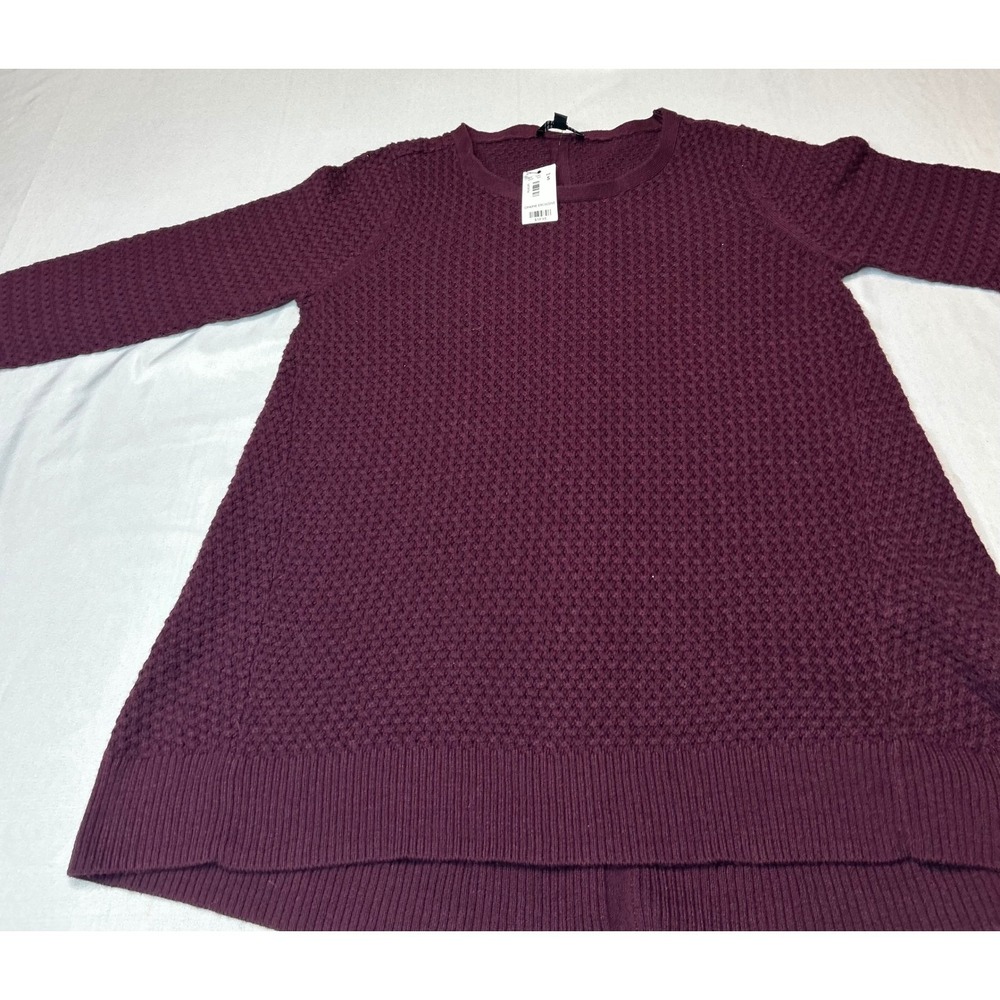 Ann Taylor Loft Burgundy Waffle Knit Button Back Sweater Small NWT